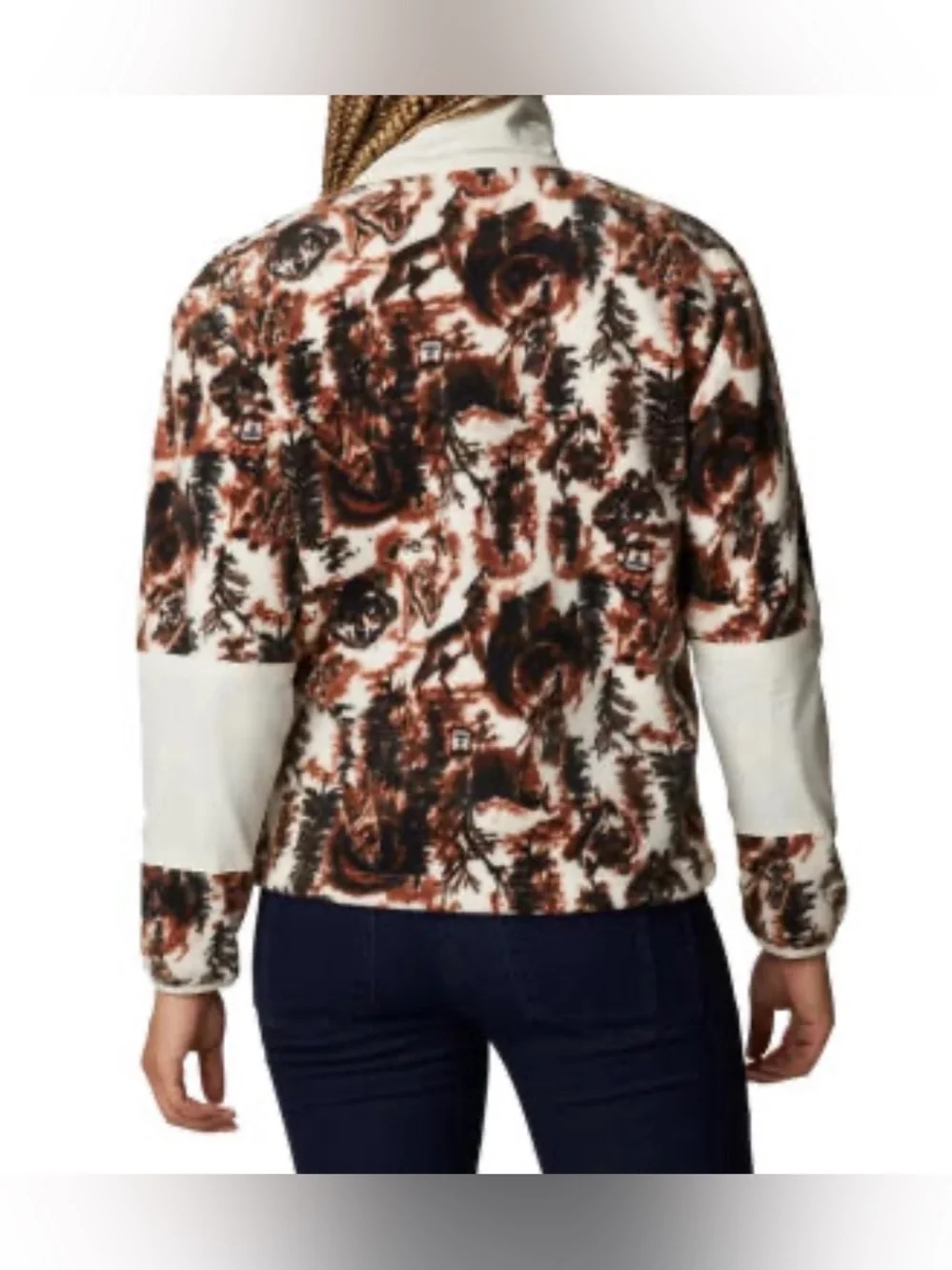 Columbia Women’s Wolf Brown and Cream Printed Fleece Snap-Pullover, sz 2X - Picture 3 of 16